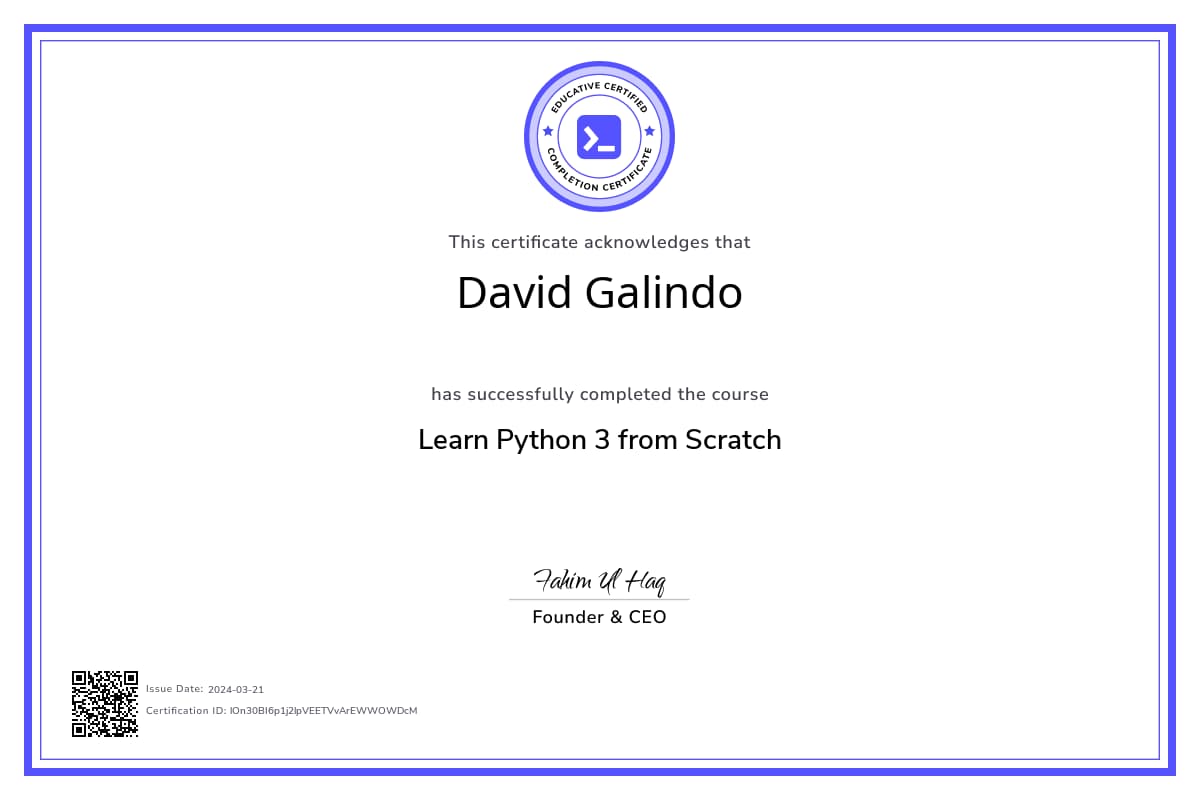 Course Certificate