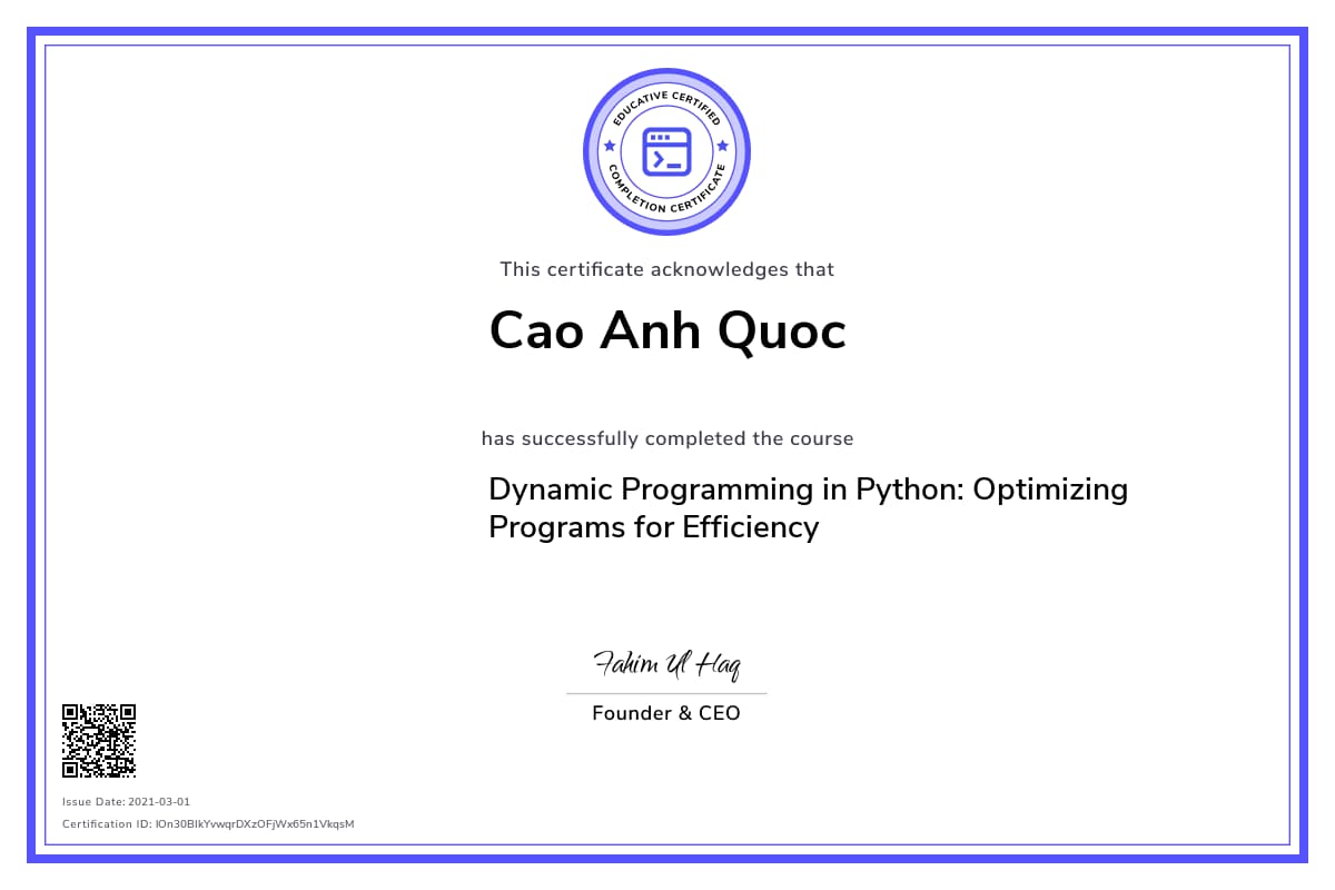 Personalized Path Certificate