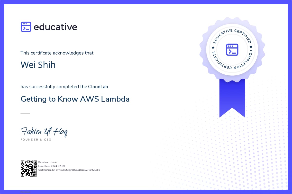 Cloud Lab Certificate