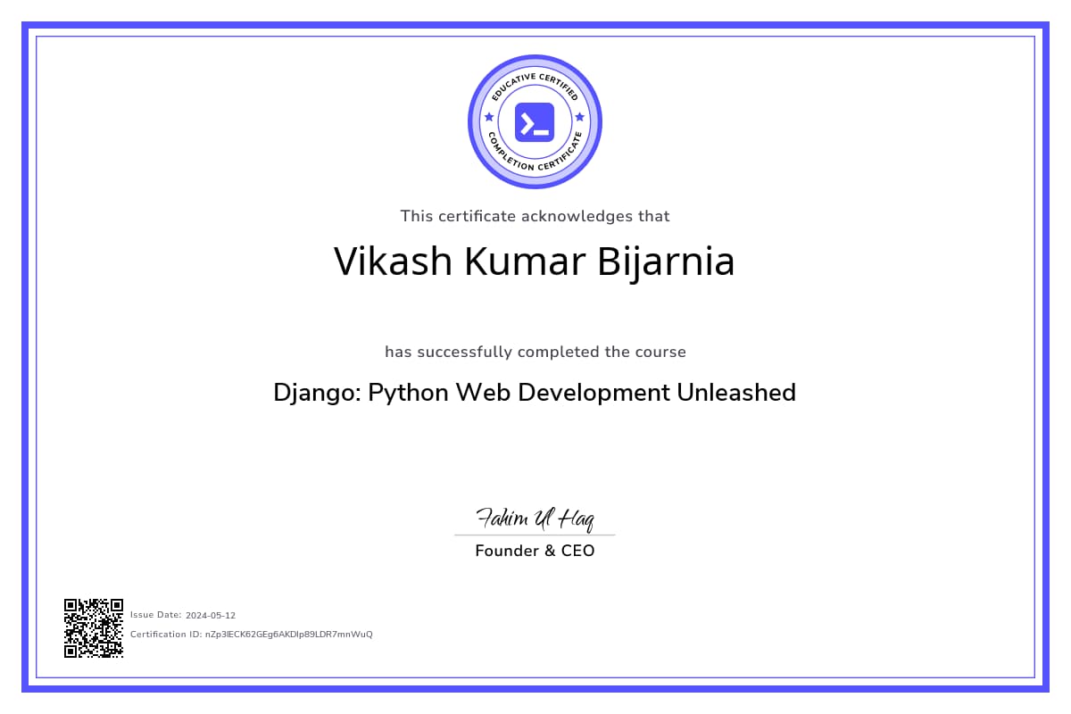 Course Certificate