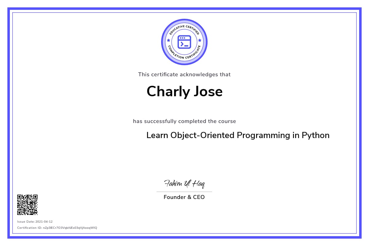 Personalized Path Certificate