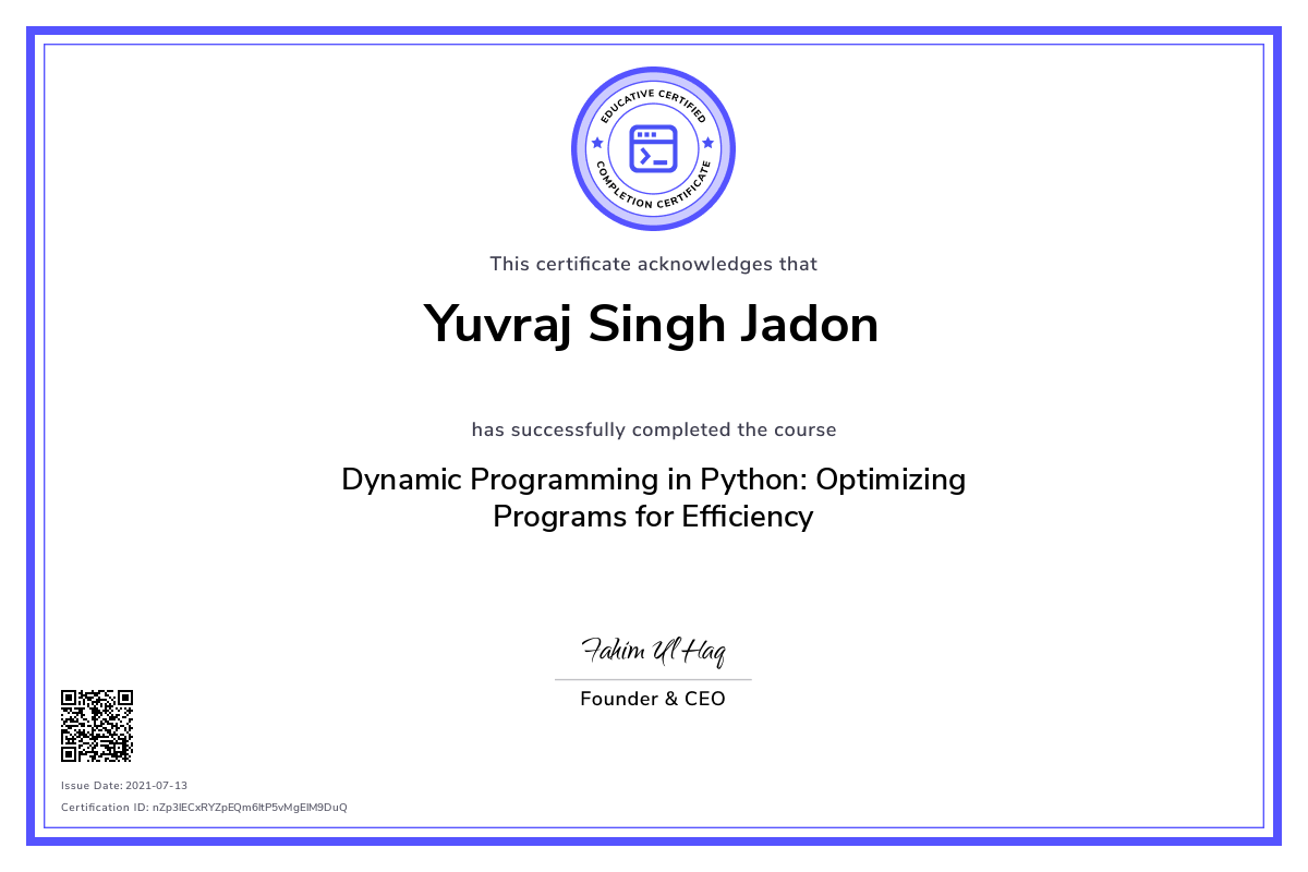 Personalized Path Certificate