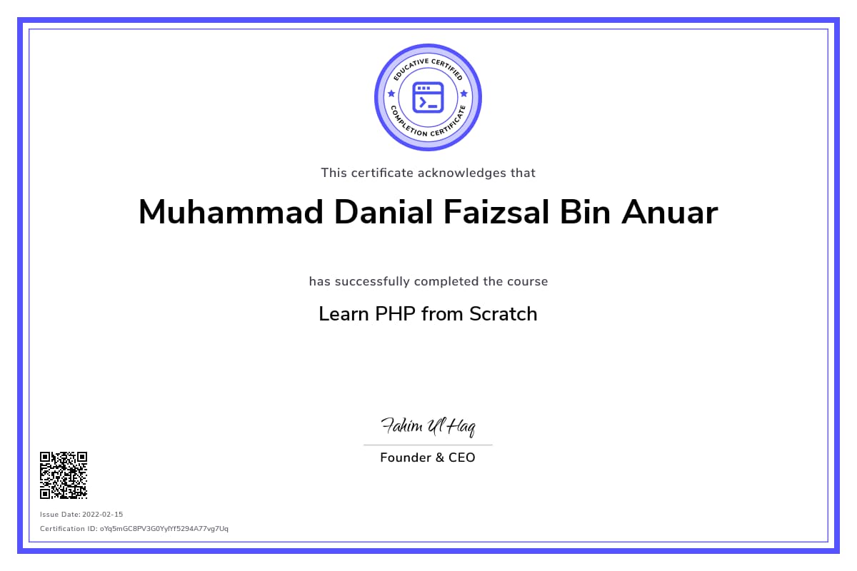 Personalized Path Certificate