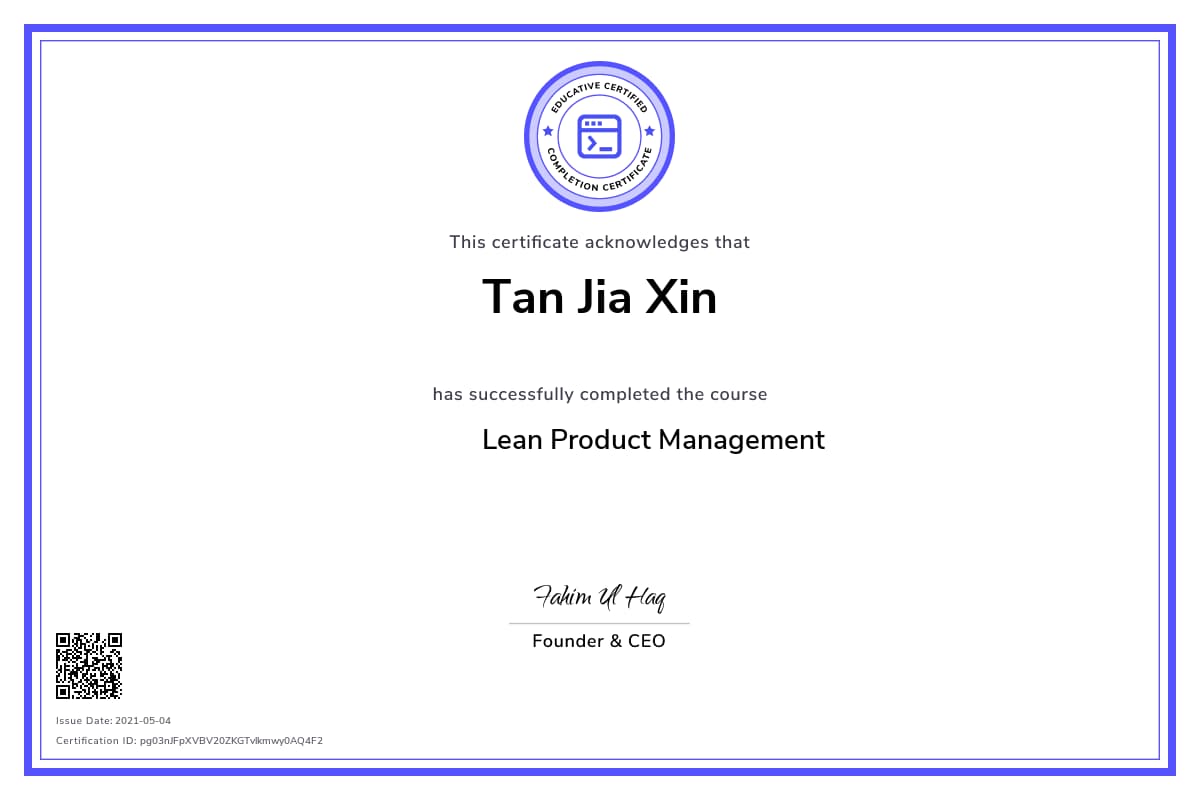 Personalized Path Certificate