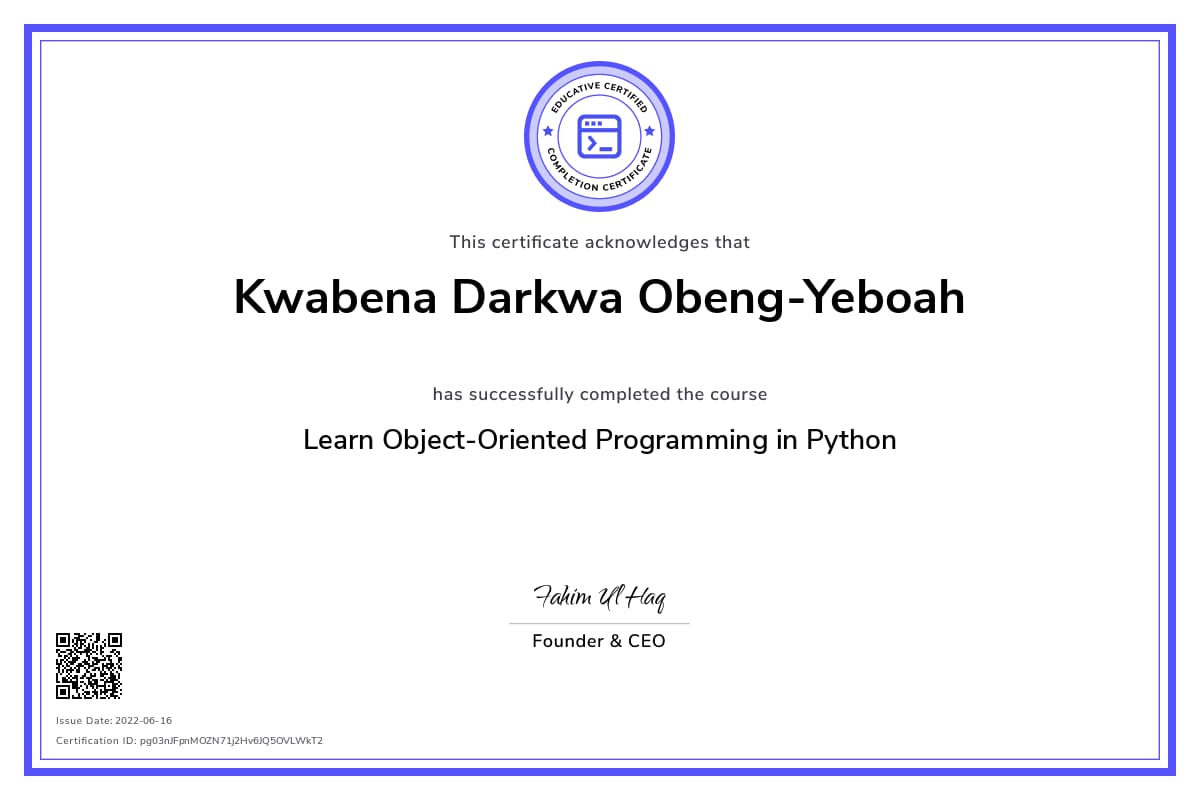 Personalized Path Certificate