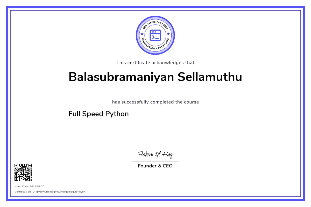Personalized Path Certificate