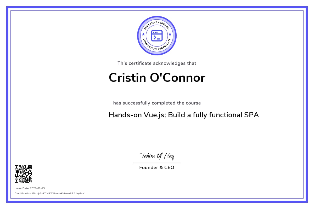 Personalized Path Certificate