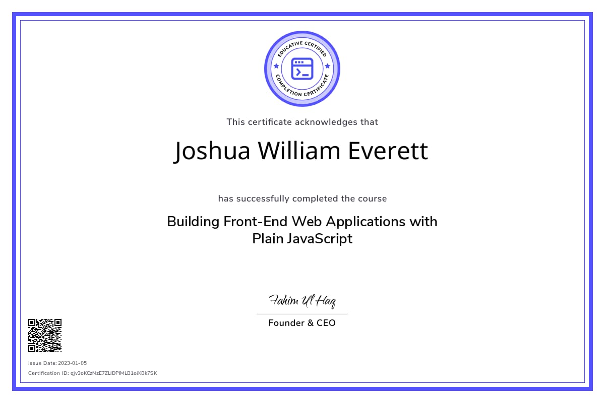 Personalized Path Certificate