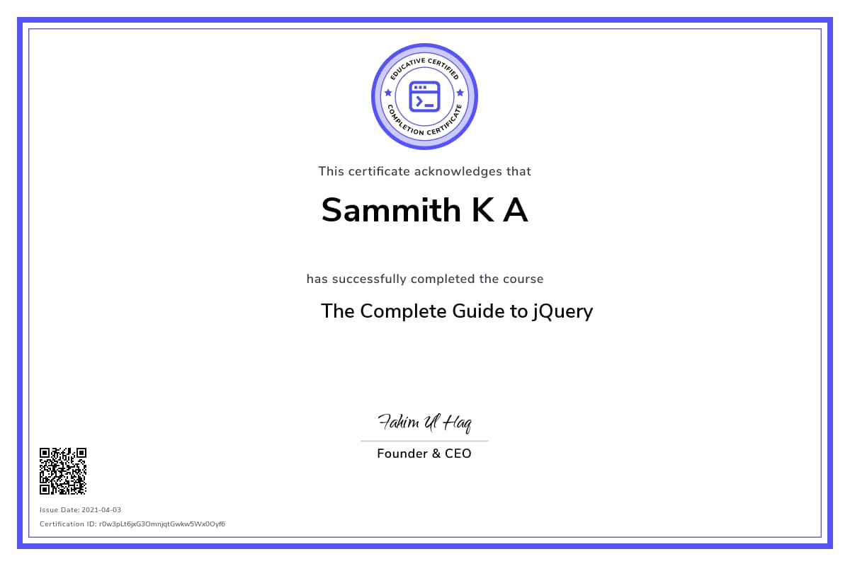Personalized Path Certificate