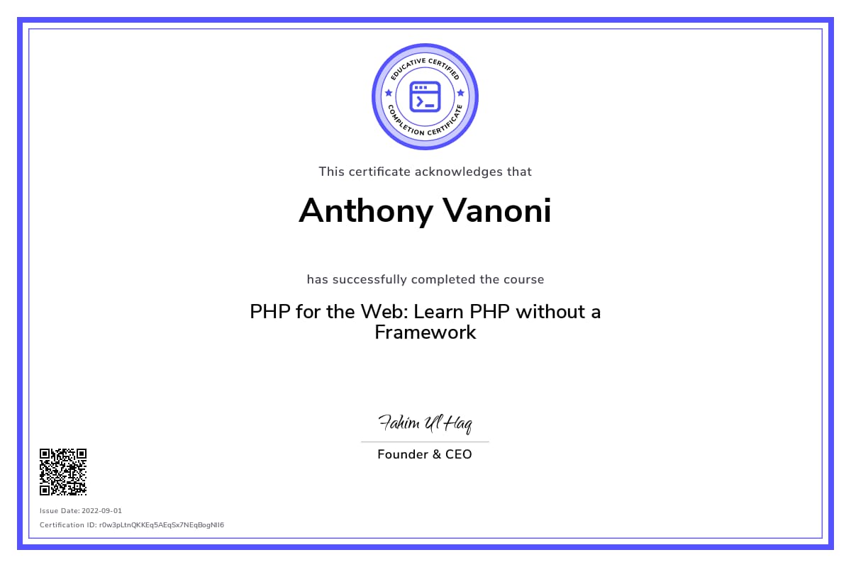 Personalized Path Certificate