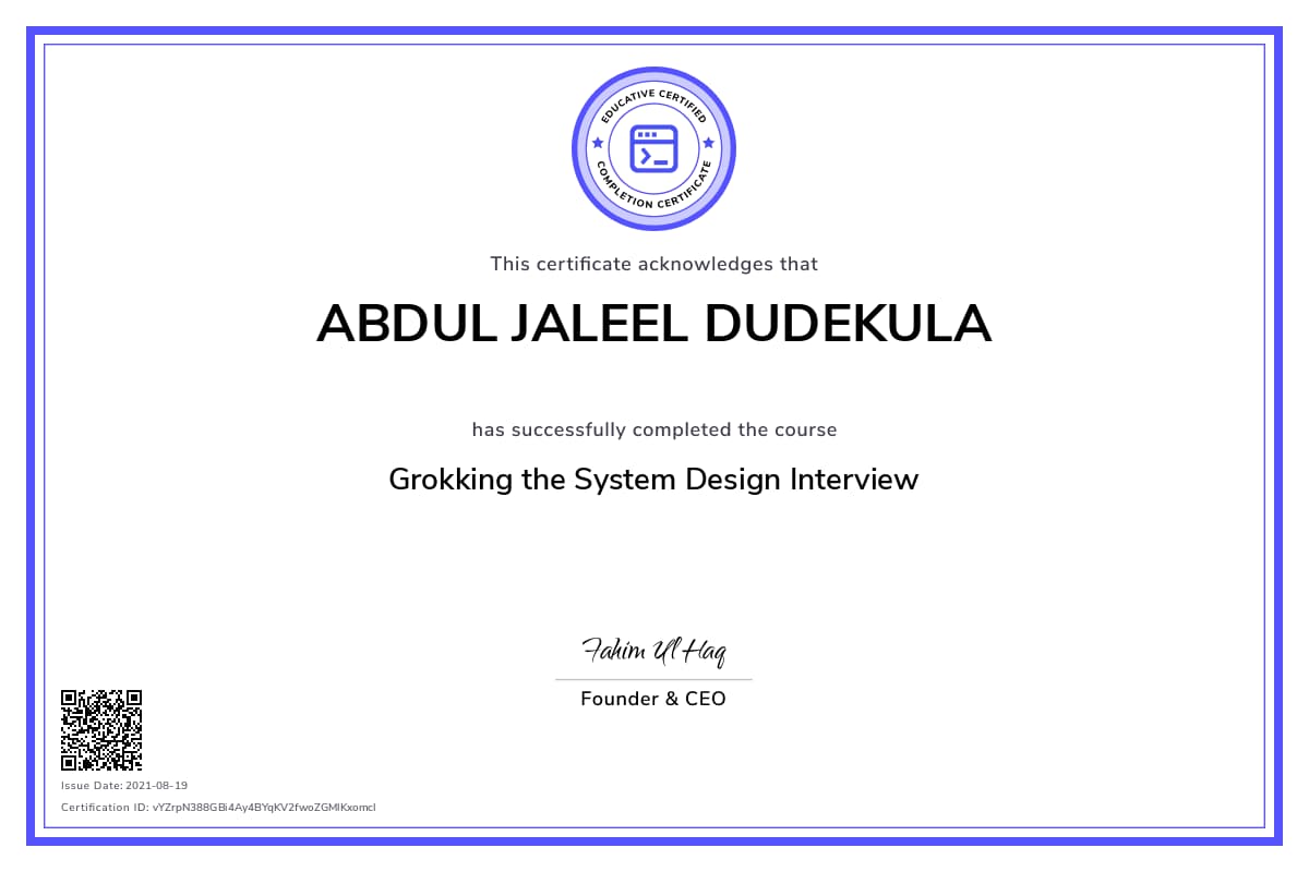 Personalized Path Certificate