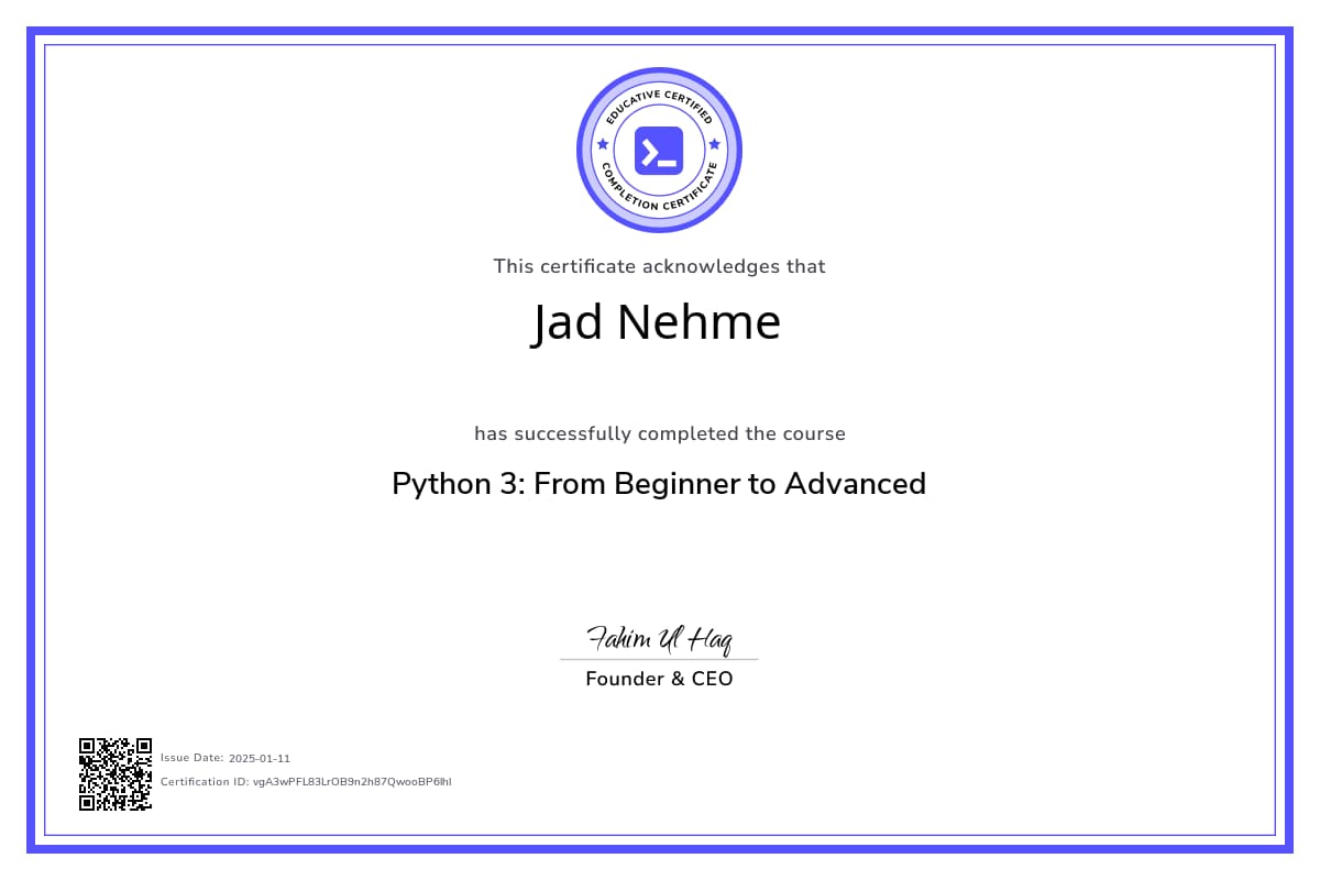 Course Certificate