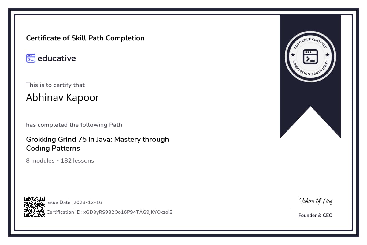 Path Certificate
