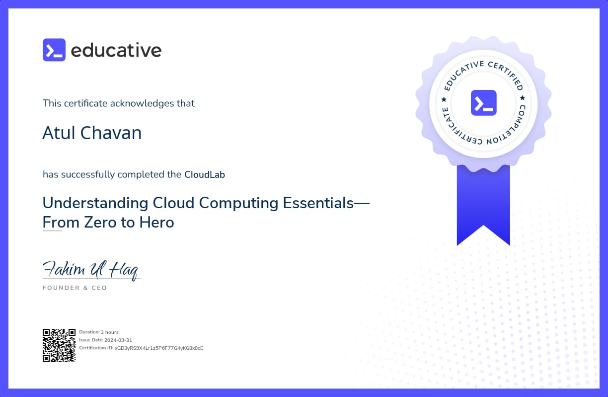 Cloud Lab Certificate