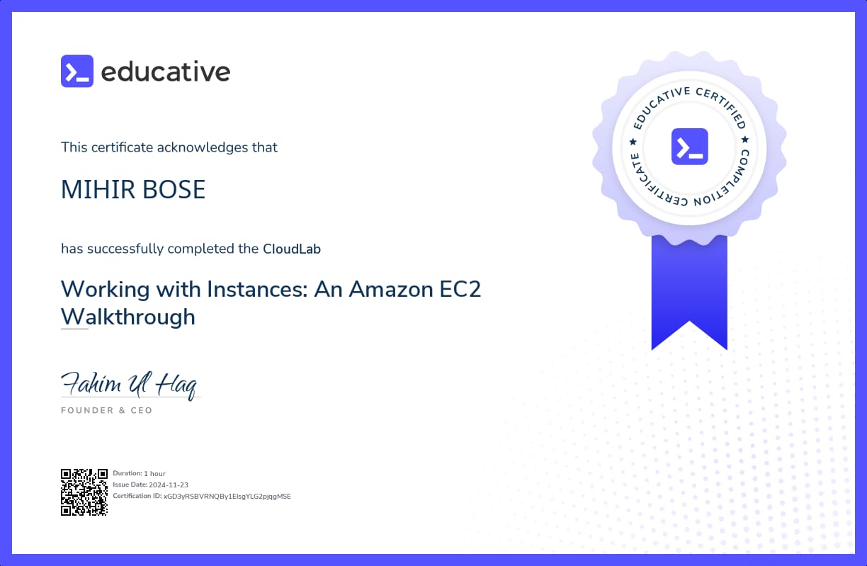 Cloud Lab Certificate
