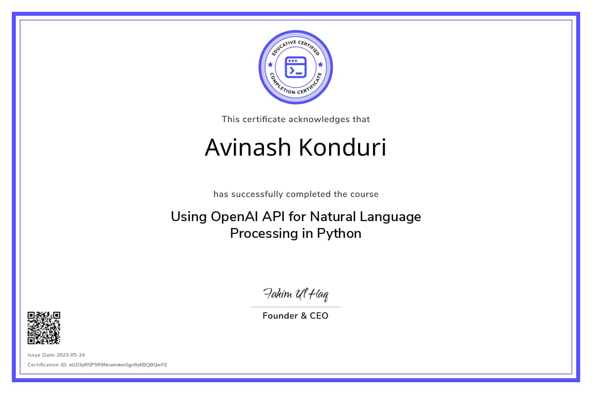 Course Certificate