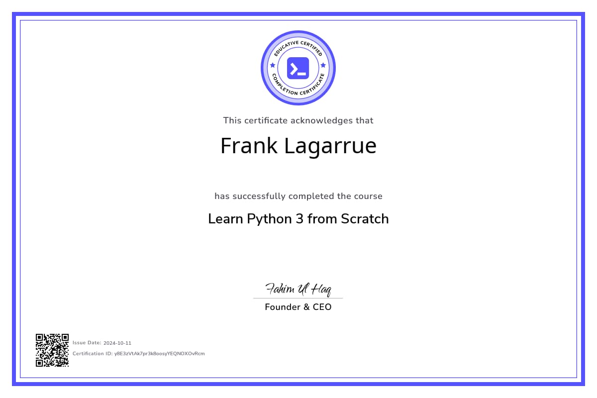 Course Certificate