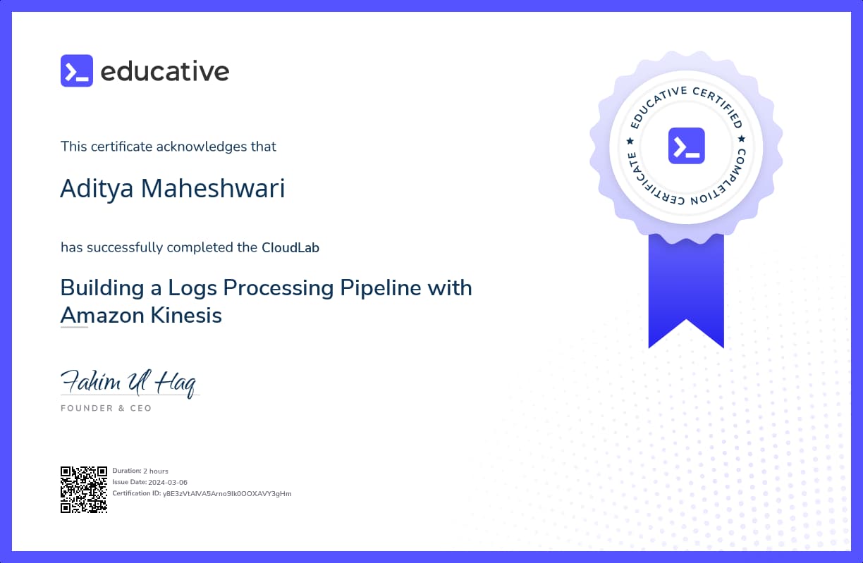 Cloud Lab Certificate