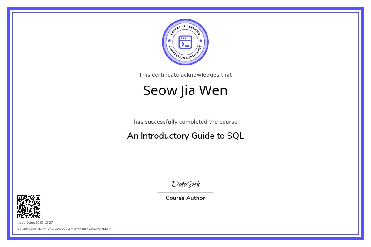Course Certificate