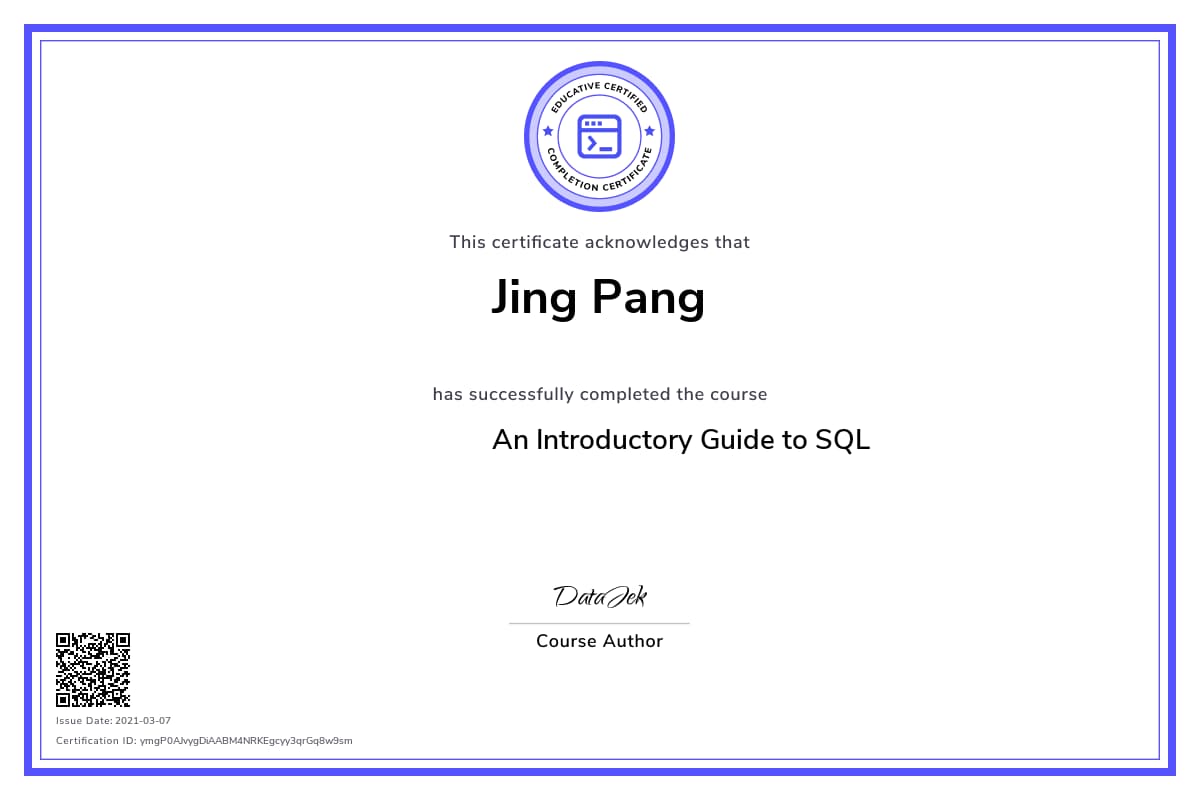 Personalized Path Certificate