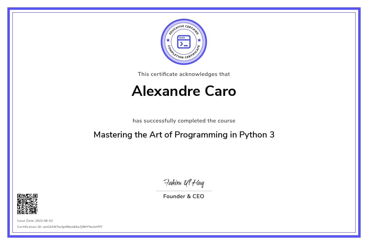 Personalized Path Certificate