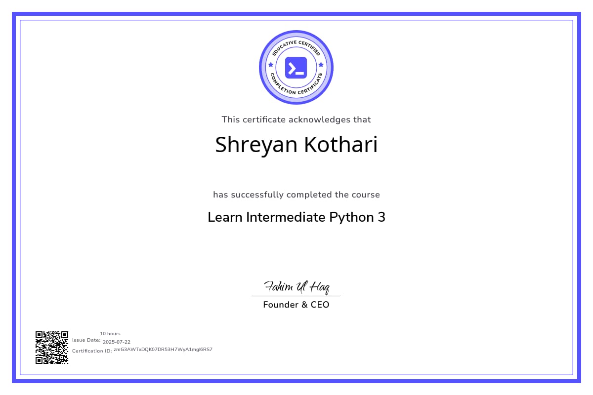 Course Certificate